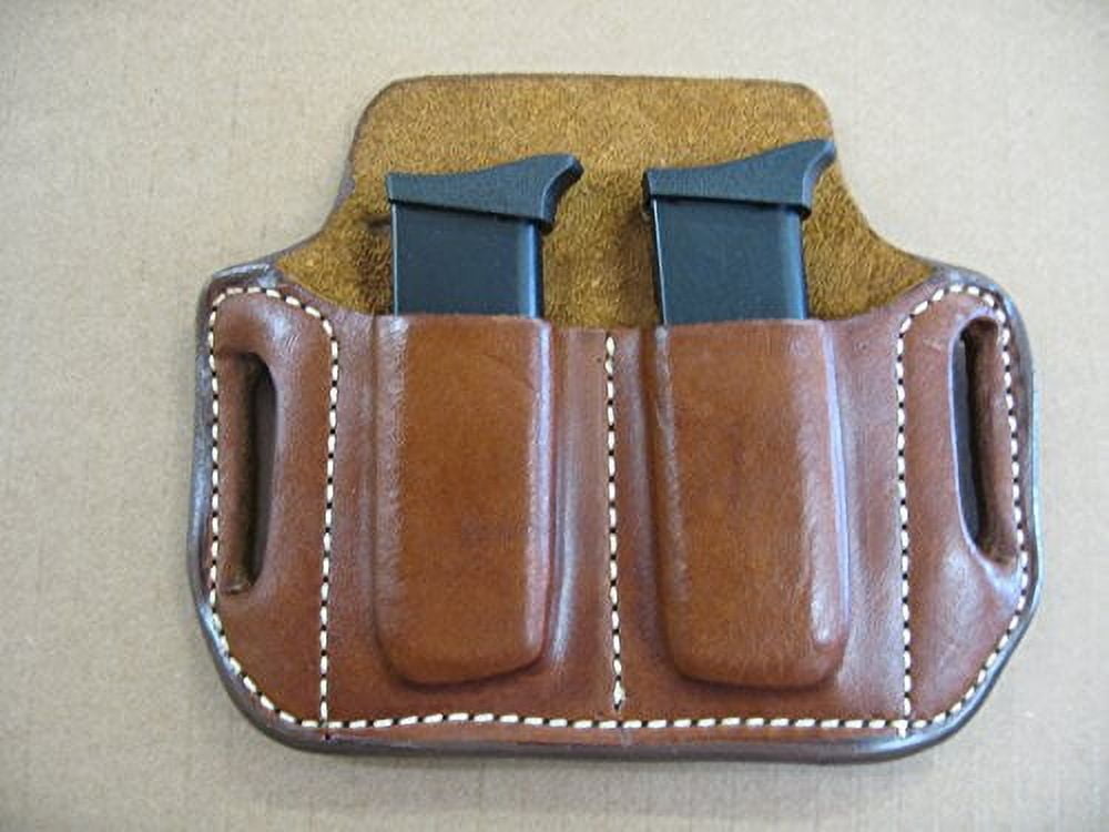 Kimber Micro 380 Leather 2 Slot Molded Pancake Belt Mag Clip Pouch TAN
