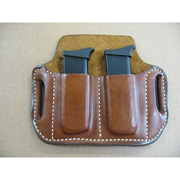 Kimber Micro 380 Leather 2 Slot Molded Pancake Belt Mag Clip Pouch TAN