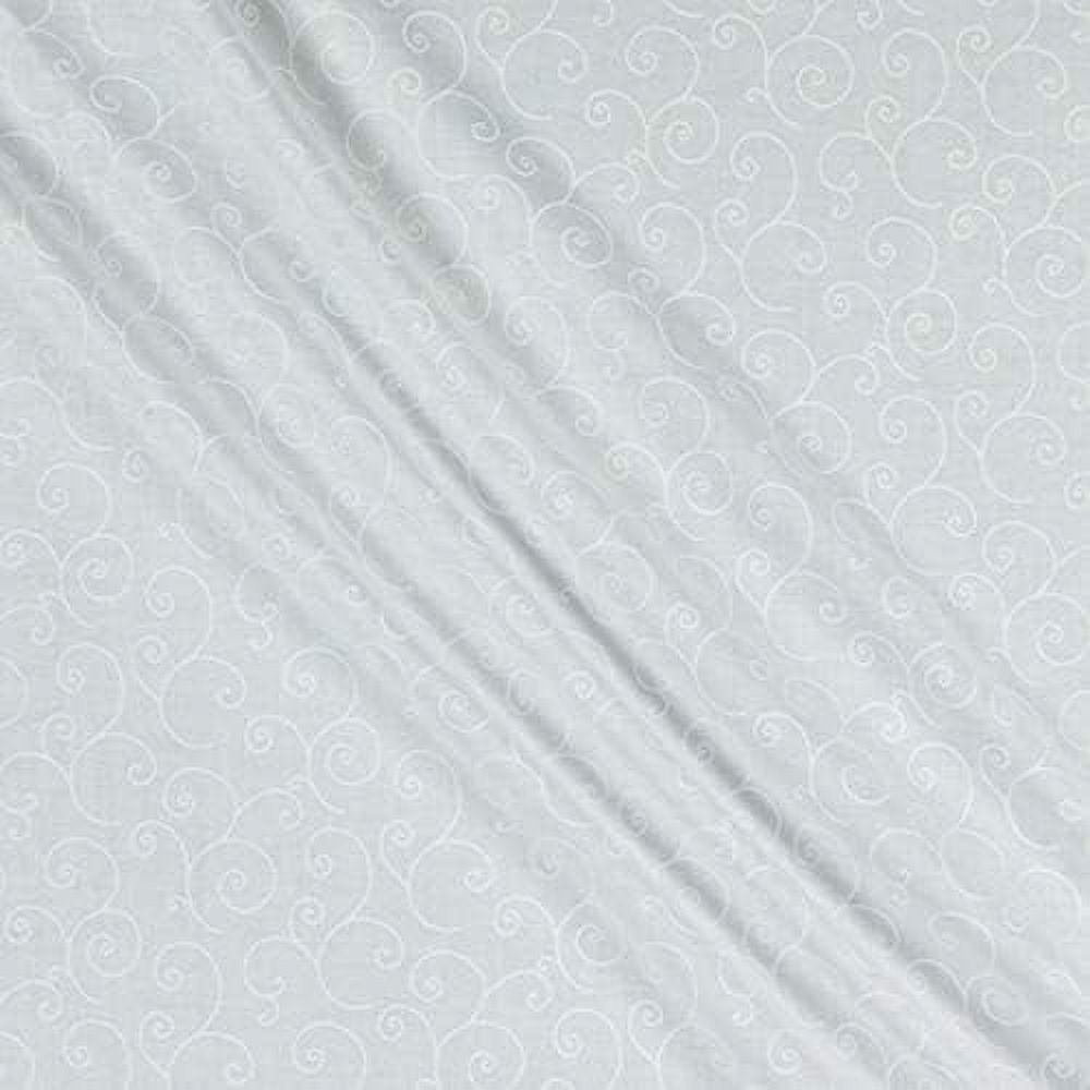 Kimberbell Basics Whites Scroll White On White, Fabric By The Yard