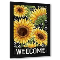 Kimberly Allen 11x14 Black Modern Wood Framed Wall Art Titled - Sunflower Field Welcome