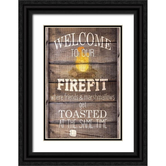 Kimberly, Allen 11x14 Black Ornate Wood Framed with Double Matting Museum Art Print Titled - Welcome to our Firepit