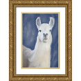 thumbnail image 1 of Kimberly, Allen 11x14 Gold Ornate Wood Framed with Double Matting Museum Art Print Titled - Llama on Navy, 1 of 4