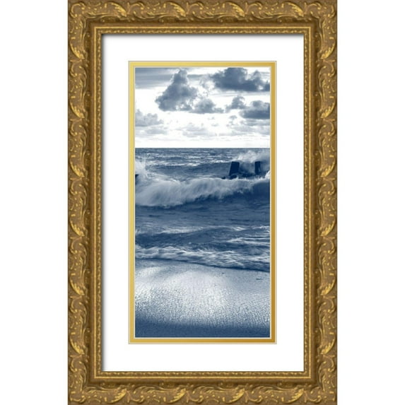 Kimberly, Allen 11x18 Gold Ornate Wood Framed with Double Matting Museum Art Print Titled - Against the Waves 6