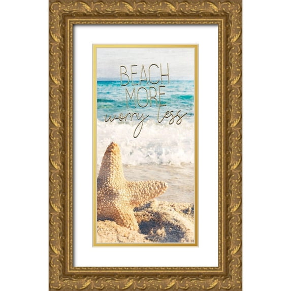Kimberly, Allen 11x18 Gold Ornate Wood Framed with Double Matting Museum Art Print Titled - Starfish Beach 1 v2