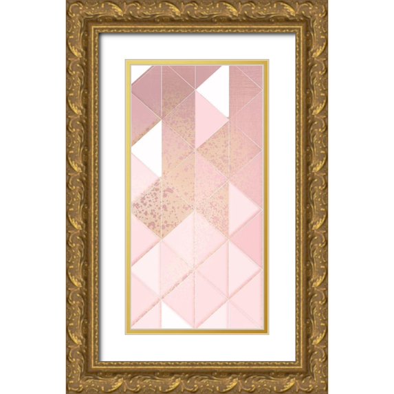 Kimberly, Allen 11x18 Gold Ornate Wood Framed with Double Matting Museum Art Print Titled - Triangle Blush Panel 2