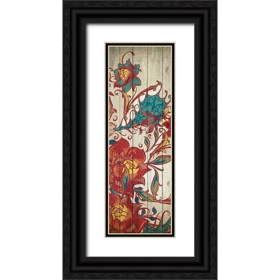 Kimberly, Allen 11x24 Black Ornate Wood Framed with Double Matting Museum Art Print Titled - Floral Spice Panel 3