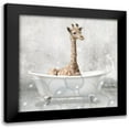 thumbnail image 1 of Kimberly, Allen 12x12 Black Modern Framed Museum Art Print Titled - Baby Giraffe Bath, 1 of 5