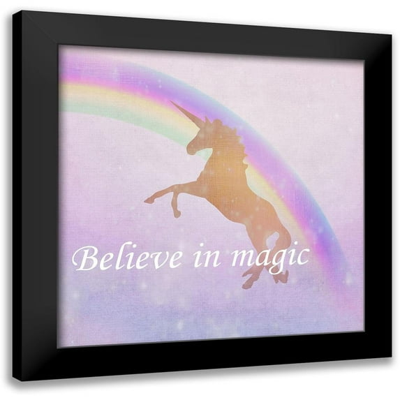 Kimberly, Allen 12x12 Black Modern Framed Museum Art Print Titled - Believe in Magic Unicorn
