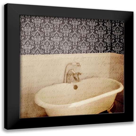 Kimberly, Allen 12x12 Black Modern Framed Museum Art Print Titled - Damask Bath 1