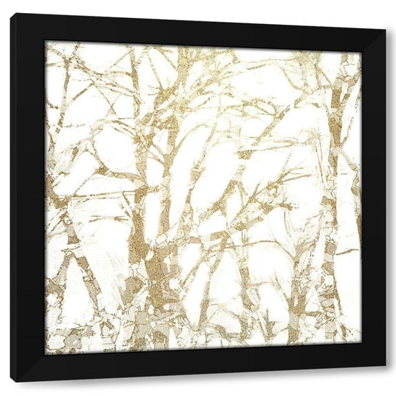 Allen Kimberly 12x12 Black Modern Wood Framed Wall Art Titled - Forest of Gold