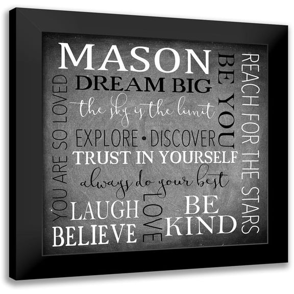 Kimberly, Allen 12x12 Black Modern Framed Museum Art Print Titled - Kids Name