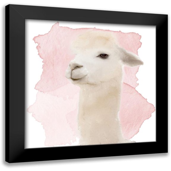Kimberly, Allen 12x12 Black Modern Framed Museum Art Print Titled - Watercolor Llama