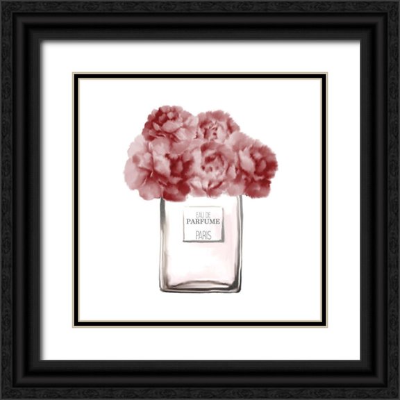 Kimberly, Allen 12x12 Black Ornate Wood Framed with Double Matting Museum Art Print Titled - From Paris 1 in Red