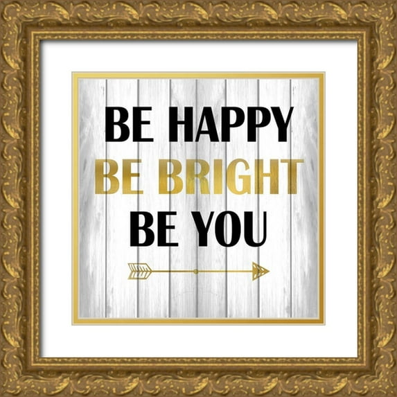Kimberly, Allen 12x12 Gold Ornate Wood Framed with Double Matting Museum Art Print Titled - Be Happy