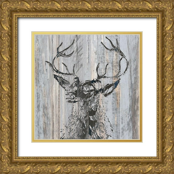 Kimberly, Allen 12x12 Gold Ornate Wood Framed with Double Matting Museum Art Print Titled - Cabin Rules 2