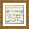 thumbnail image 1 of Kimberly, Allen 12x12 Gold Ornate Wood Framed with Double Matting Museum Art Print Titled - I Corinthians 13 7 Cream Wood, 1 of 4