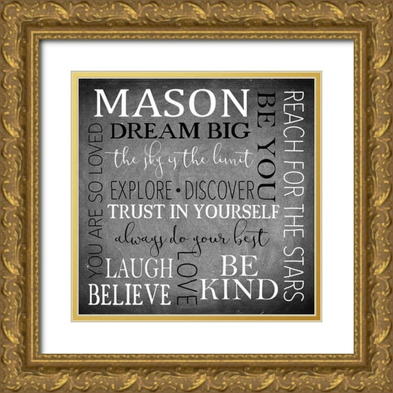 Kimberly, Allen 12x12 Gold Ornate Wood Framed with Double Matting Museum Art Print Titled - Kids Name