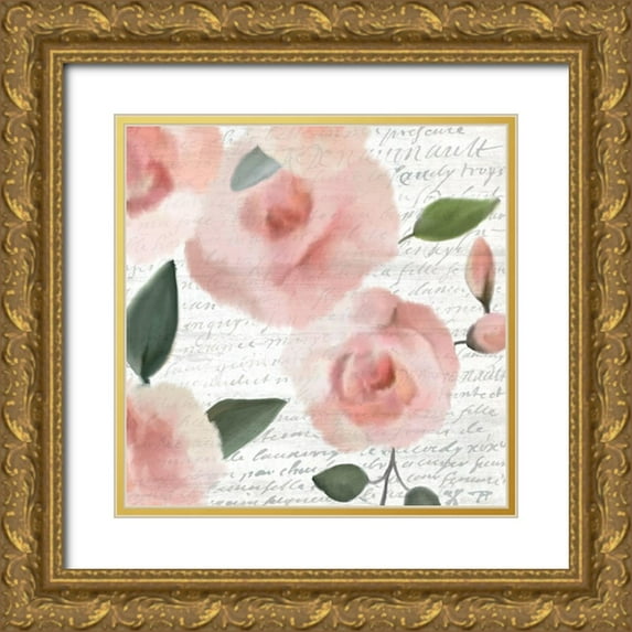Kimberly, Allen 12x12 Gold Ornate Wood Framed with Double Matting Museum Art Print Titled - Pink Square 2