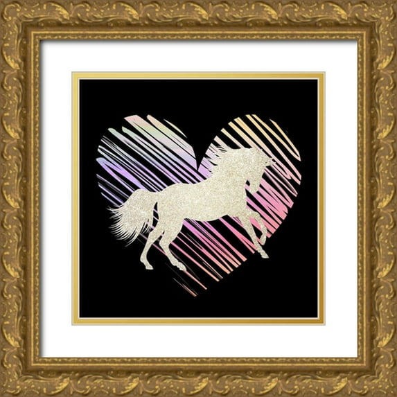 Kimberly, Allen 12x12 Gold Ornate Wood Framed with Double Matting Museum Art Print Titled - Unicorn Heart 1