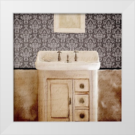 Kimberly, Allen 12x12 White Modern Wood Framed Museum Art Print Titled - Damask Bath 2