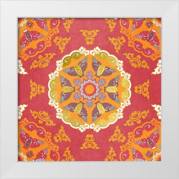 Kimberly, Allen 12x12 White Modern Wood Framed Museum Art Print Titled - Medallion Pink 3