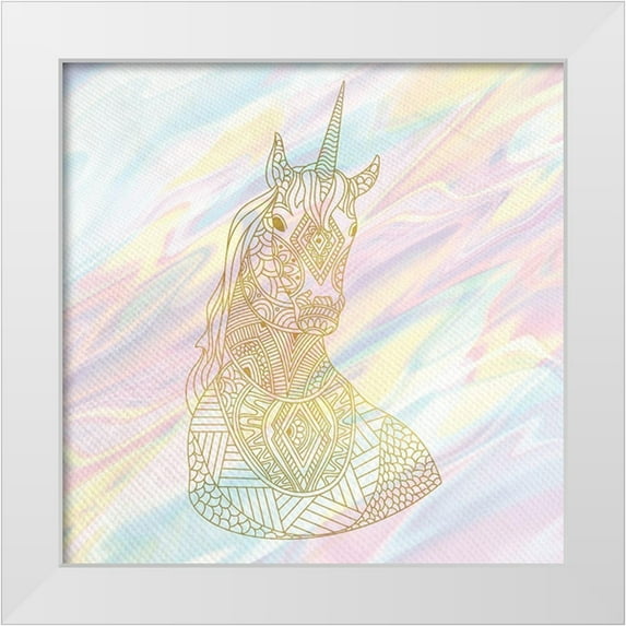 Kimberly, Allen 12x12 White Modern Wood Framed Museum Art Print Titled - Unicorn Dreaming 1