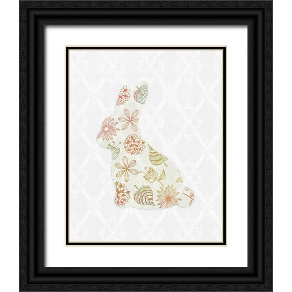 Kimberly, Allen 12x14 Black Ornate Wood Framed with Double Matting Museum Art Print Titled - Latice Bunny 3