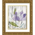 thumbnail image 1 of Kimberly, Allen 12x14 Gold Ornate Wood Framed with Double Matting Museum Art Print Titled - Purple Floral on Wood 2, 1 of 4