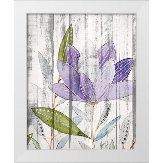 Kimberly, Allen 12x14 White Modern Wood Framed Museum Art Print Titled - Purple Floral on Wood 2