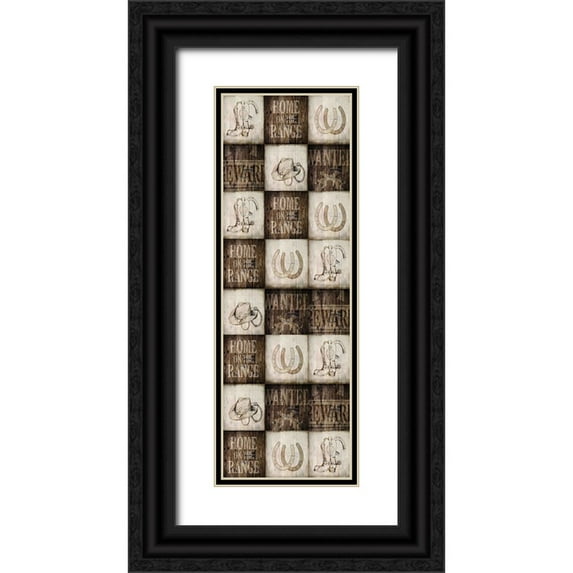 Kimberly, Allen 13x32 Black Ornate Wood Framed with Double Matting Museum Art Print Titled - Home on the Range Panel