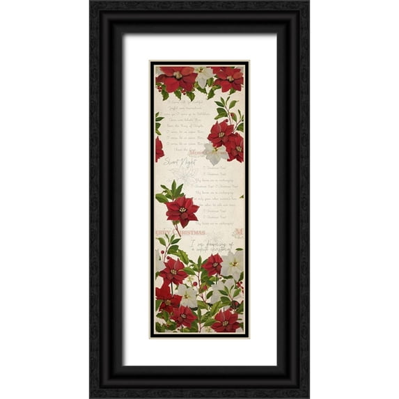 Kimberly, Allen 13x32 Black Ornate Wood Framed with Double Matting Museum Art Print Titled - Poinsettia Christmas v2