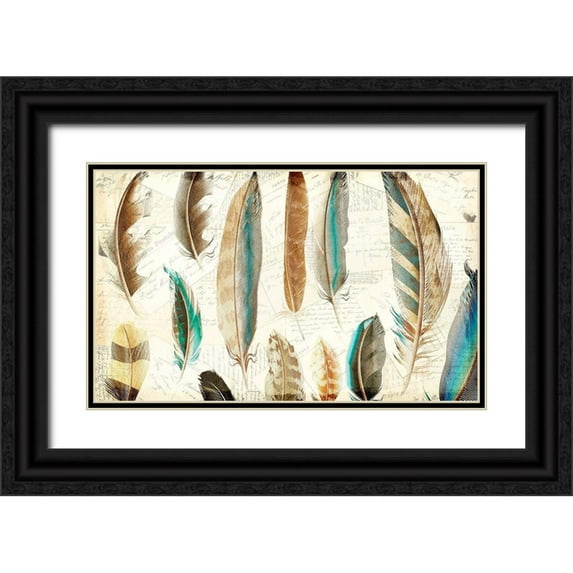 Kimberly, Allen 14x10 Black Ornate Wood Framed with Double Matting Museum Art Print Titled - Feather Letters 1