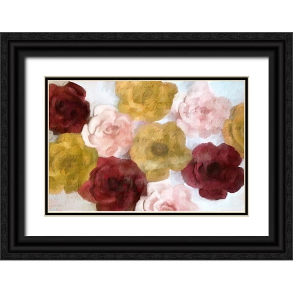 Kimberly, Allen 14x11 Black Ornate Wood Framed with Double Matting Museum Art Print Titled - Burgandy Bloom
