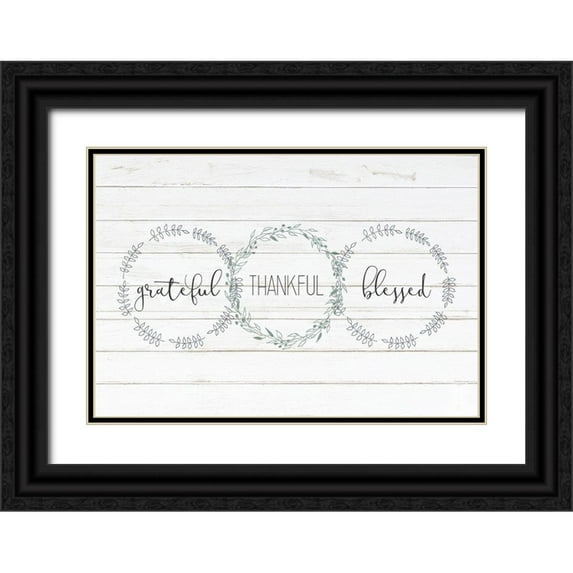 Kimberly, Allen 14x11 Black Ornate Wood Framed with Double Matting Museum Art Print Titled - Grateful Thankful Blessed