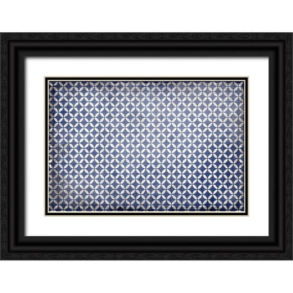 Kimberly, Allen 14x11 Black Ornate Wood Framed with Double Matting Museum Art Print Titled - Navy Geo