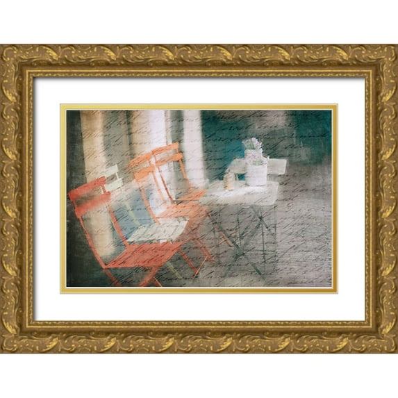 Kimberly, Allen 14x11 Gold Ornate Wood Framed with Double Matting Museum Art Print Titled - Sidewalk Cafe