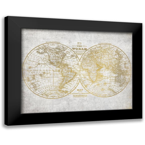 Kimberly, Allen 14x12 Black Modern Framed Museum Art Print Titled - No. 1 World Map