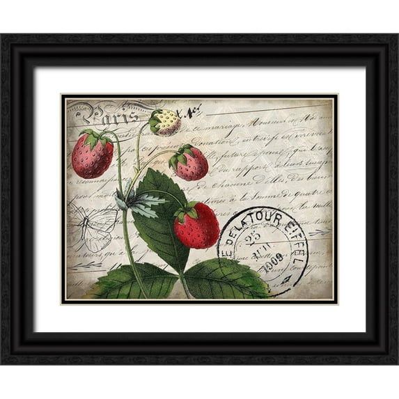 Kimberly, Allen 14x12 Black Ornate Wood Framed with Double Matting Museum Art Print Titled - Vintage Strawberry