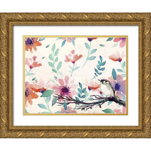 Kimberly, Allen 14x12 Gold Ornate Wood Framed with Double Matting Museum Art Print Titled - Spring Bird