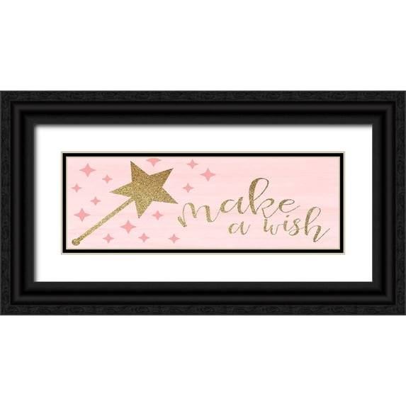 Kimberly, Allen 14x7 Black Ornate Wood Framed with Double Matting Museum Art Print Titled - Make a Wish