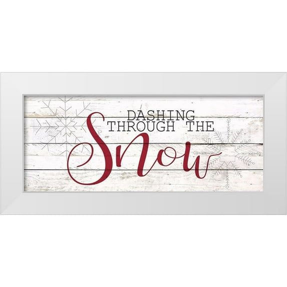Kimberly, Allen 14x8 White Modern Wood Framed Museum Art Print Titled - Dashing Through The Snow