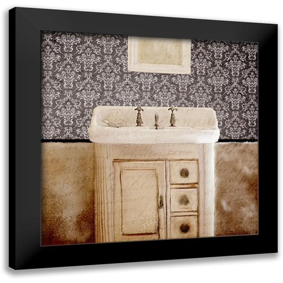 Kimberly, Allen 15x15 Black Modern Framed Museum Art Print Titled - Damask Bath 2