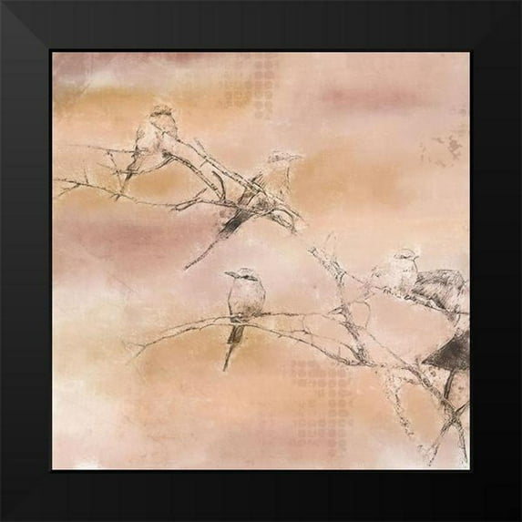 Kimberly, Allen 15x15 Black Modern Framed Museum Art Print Titled - Pink Sunset Birds