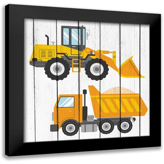 Kimberly, Allen 15x15 Black Modern Framed Museum Art Print Titled - Tractor and Trucks 1