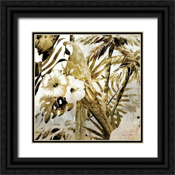 Kimberly, Allen 15x15 Black Ornate Wood Framed with Double Matting Museum Art Print Titled - Birds of Paradise 2