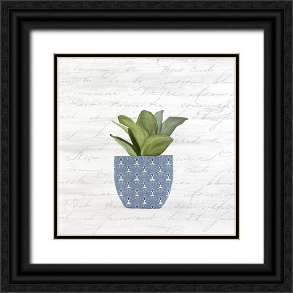 Kimberly, Allen 15x15 Black Ornate Wood Framed with Double Matting Museum Art Print Titled - Blue Pots 3