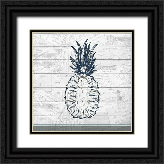 Kimberly, Allen 15x15 Black Ornate Wood Framed with Double Matting Museum Art Print Titled - Country Pineapple 2