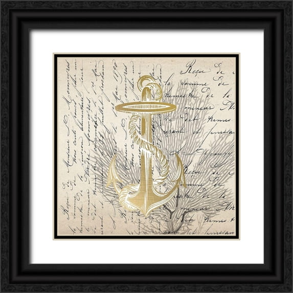 Kimberly, Allen 15x15 Black Ornate Wood Framed with Double Matting Museum Art Print Titled - Letters to the Sea 3