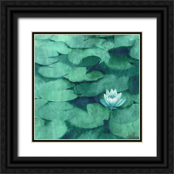 Kimberly, Allen 15x15 Black Ornate Wood Framed with Double Matting Museum Art Print Titled - Lotus Blossom