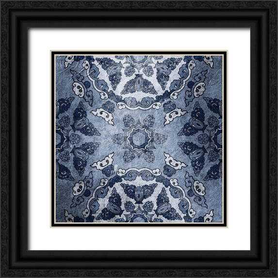 Kimberly, Allen 15x15 Black Ornate Wood Framed with Double Matting Museum Art Print Titled - Navy Tiled 2